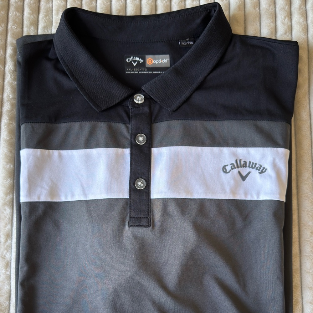 Callaway Opti-Dri Golf Polo Shirt XXL Gray & Navy